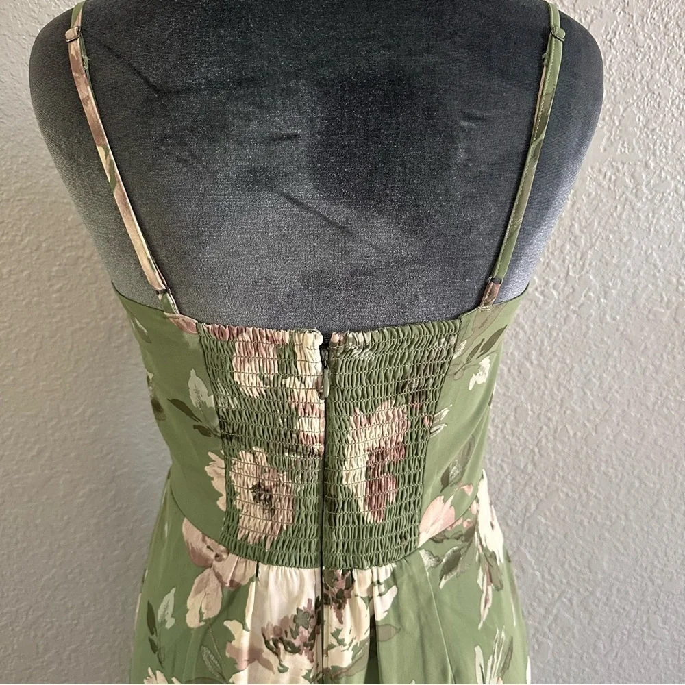 Abercrombie & Fitch Olive Floral Maxi Dress | Size S | Spaghetti Straps - Picture 3 of 6